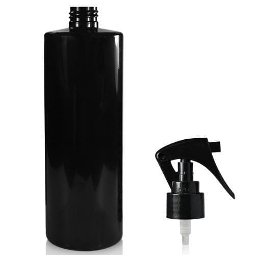 500ml Black Plastic Bottle & Mini Trigger Spray