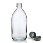 500ml Clear Glass Sirop Bottle w Black Urea Cap
