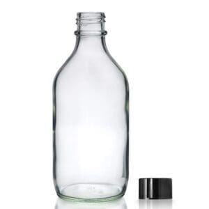 500ml Clear Glass Winchester Bottle w Black Cap
