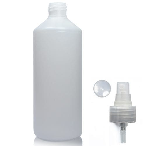 500ml HDPE Bottle In Natural Plastic With An Atomiser Spray Cap