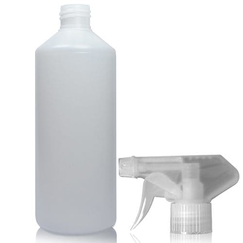 500ml HDPE Bottle In Natural Plastic With A Trigger Spray Cap
