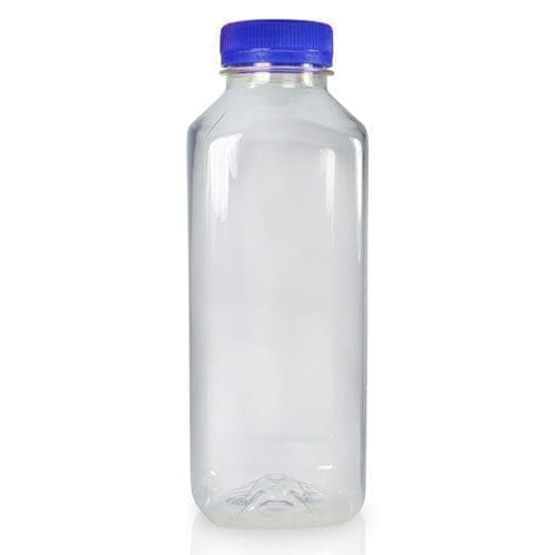 500ml Plastic Square Juice Bottle With Blue Cap