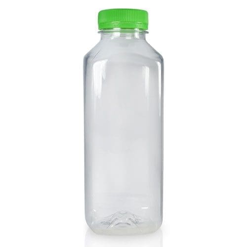 500ml Plastic Square Juice Bottle With Green Cap