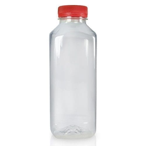 500ml Plastic Square Juice Bottle With Red Cap