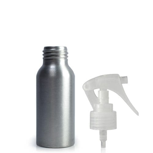 50ml Aluminium Bottle & Natural Mini Trigger Spray