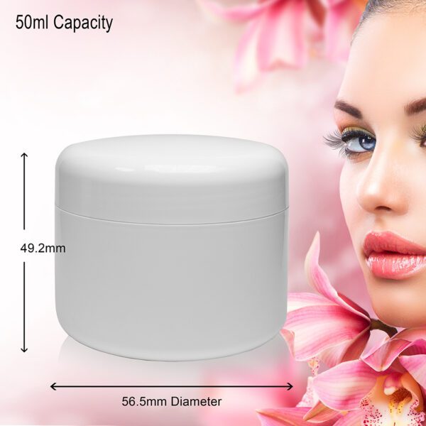50ml Arese White Cosmetic Jar With Shive And Lid - Image 2