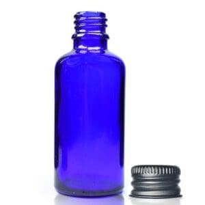 50ml Blue Glass Dropper Bottle & Metal Cap