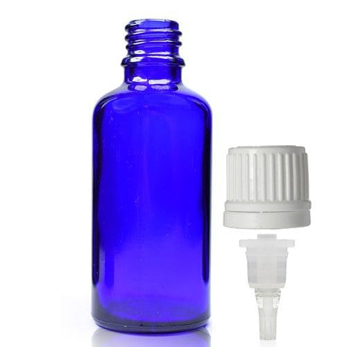 50ml Blue Glass Dropper Bottle & Tamper Evident Dropper