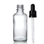 50ml Clear Glass Dropper Bottle w Black Pipette