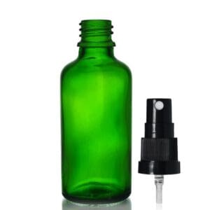 50ml Green Glass Dropper Bottle w Black Atomiser