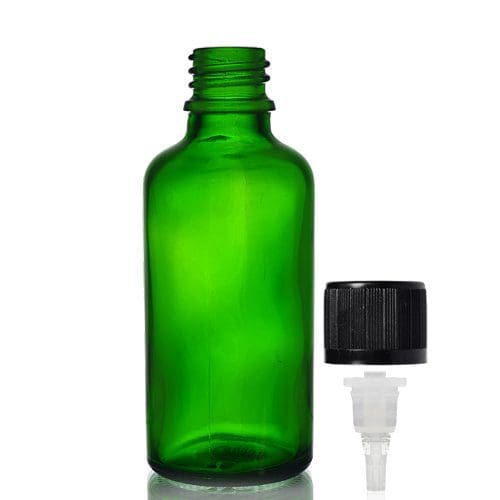 50ml Green Glass Dropper Bottle w CRC Dropper Cap