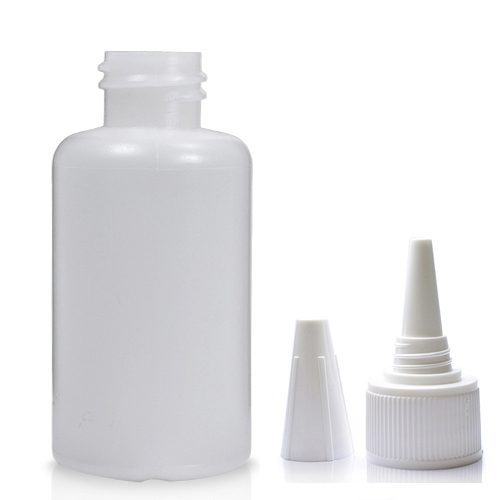 50ml HDPE Bottle In Natural Plastic With A Spout Cap