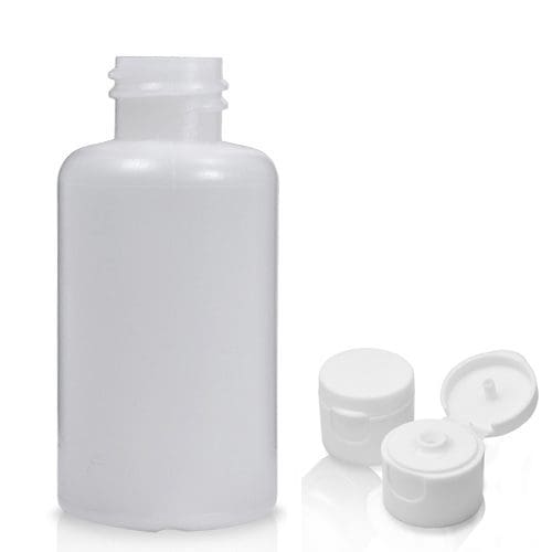 50ml HDPE Bottle In Natural Plastic With A Flip-Top Cap