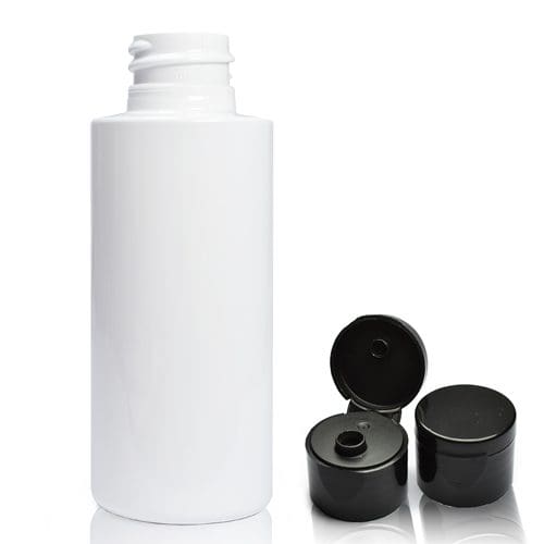 50ml White PET bottle with black flip top cap