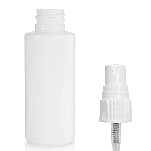 50ml White PET Plastic Bottle & Atomiser Spray