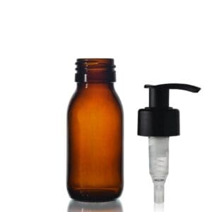 60ml Amber Glass Syrup Bottle With Lotion Pump