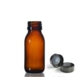 60ml Amber Glass Sirop Bottle w Black Urea Cap