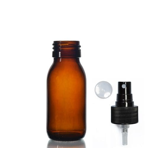 60ml Amber Glass Syrup Bottle & Atomiser Spray
