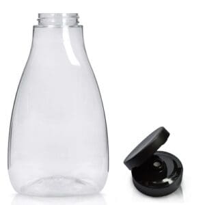 425ml Plastic Squeezy Sauce Bottle & Frosted Flip Top Cap