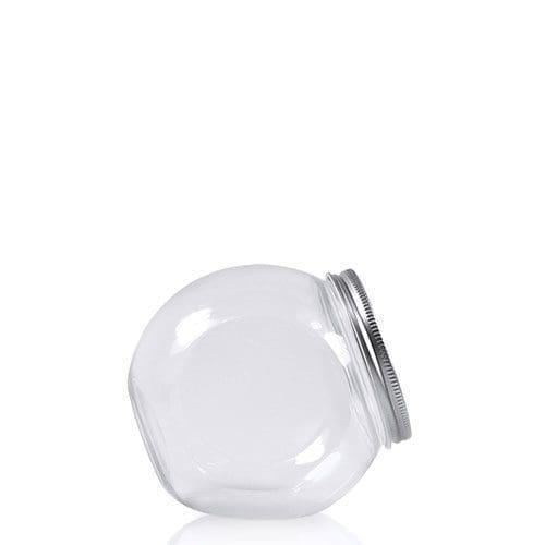 8 PCS Hexagon Plastic Jars, Clear Cookie Jars With Lids, Candy Jars Coffee Candy Display For Snacks Candy Cookie Dog Treats Coffee Pod 30 Oz