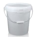 20.5 Litre White Plastic Bucket With Metal Handle And T/E Lid