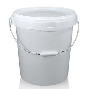 20.5 Litre White Plastic Bucket With Metal Handle And T/E Lid