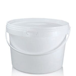 2.5L White Plastic Bucket With Plastic Handle And Lid
