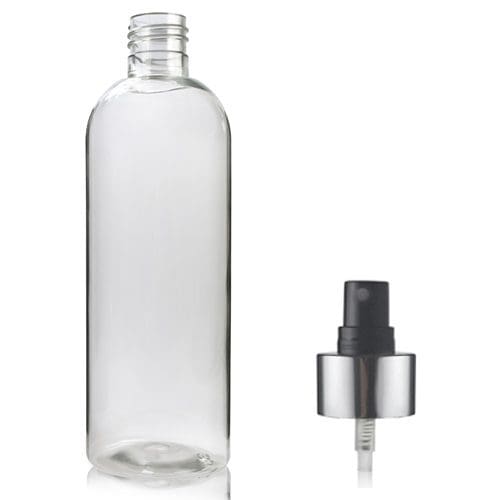 500ml Clear Boston Bottle With Silver Spray