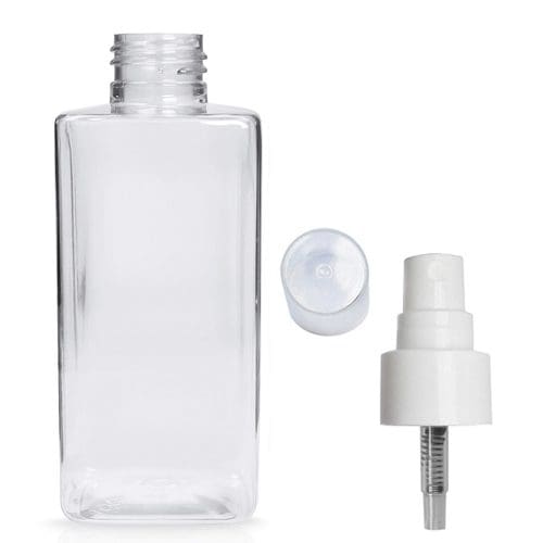 300ml Clear PET Square Juice Bottle & Tamper Evident Cap - Ampulla