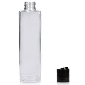 250ml Tall Square Plastic Bottle with disc-top cap