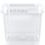 1000ml Clear Square Plastic Food Pot With Tamper Evident Lid