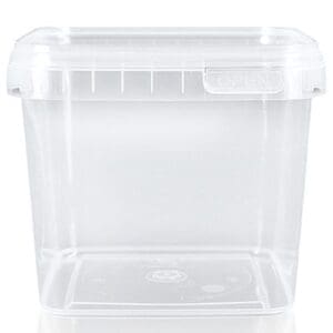 1000ml Clear Square Plastic Food Pot With Tamper Evident Lid