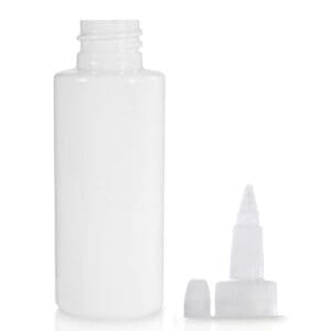 50ml White PET Plastic Bottle & Spout Cap