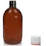 500ml Amber Sirop bottle W red