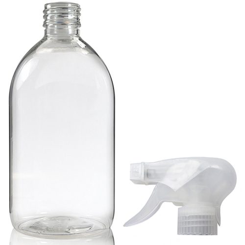 500ml Clear PET Sirop Bottle With Trigger Spray