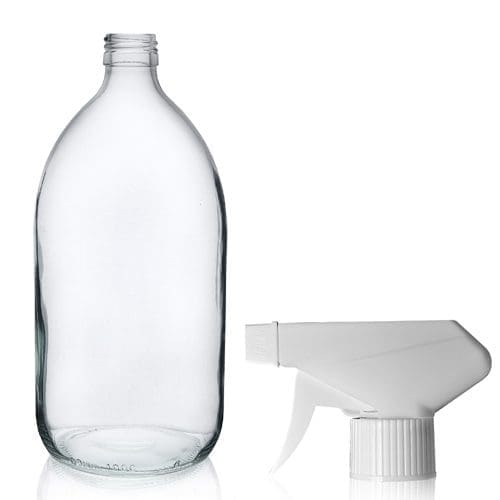 1000ml Clear Glass Syrup Bottle & Trigger Spray