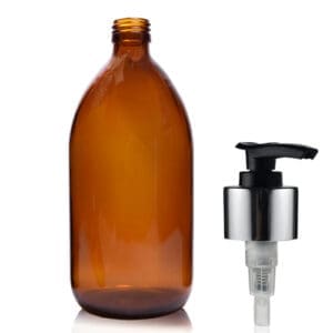 1000ml Amber Glass Syrup Bottle With Premium Lotion Pump