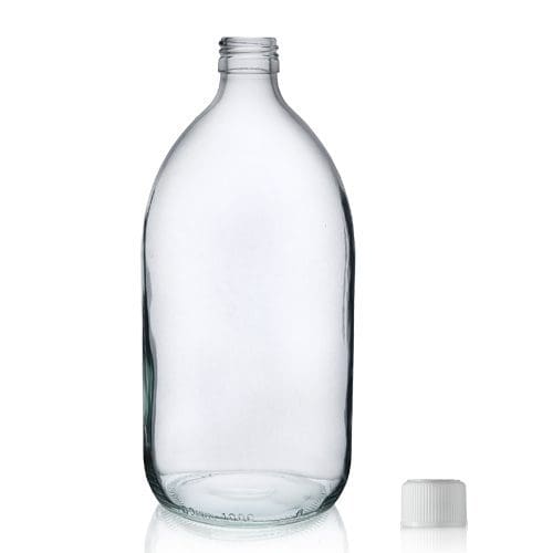 1000ml Clear Glass Sirop Bottle w CRC Cap