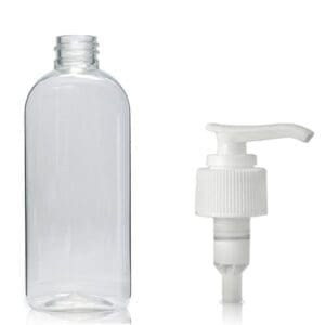 250ml Clear PET Oval Bottle With Lotion Pump