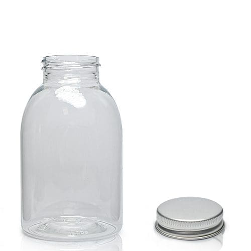 250ml Clear PET Plastic Bottle & 38mm Aluminium Cap