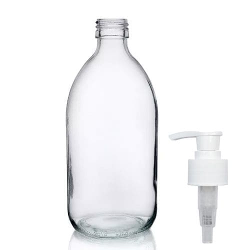 BULK BUY 500ml Plastic Sirop Amber Bottle with Smooth Black Pump 1