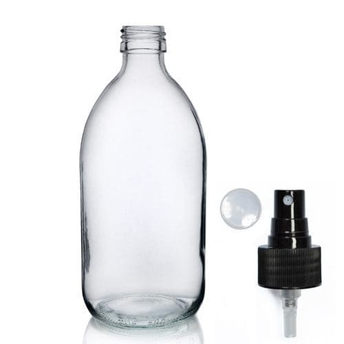 500ml Clear Glass Syrup Bottle & Standard Atomiser Spray