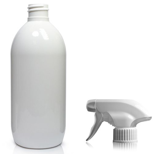 500ml White PET Olive Bottle & Trigger Spray