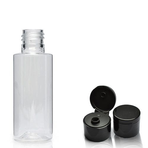 50ml Clear PET Plastic Tubular Bottle With Flip Top Cap