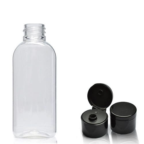 50ml Plastic Oval Bottle With Flip-Top Cap - Ampulla - 0161 367 1414