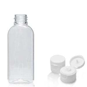 50ml SMALL STRONG ROUND PLASTIC BOTTLES SCREW FLIP TOP LID TRAVEL BOTTLE  LIQUID