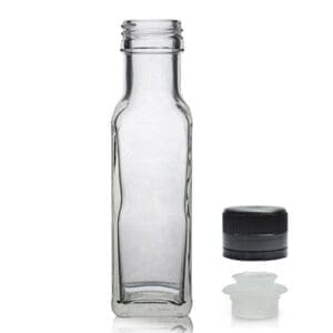100ml Clear Glass Marasca Bottle & T/E Black Pouring Cap