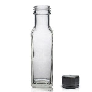 100ml Clear Glass Marasca Bottle & Black Plastic T/E Cap