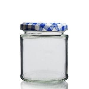 190ml glass jar with gingham pattern lid