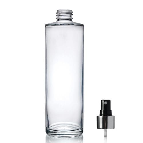 250ml Glass Simplicity Bottle w Black and Silver Atomiser